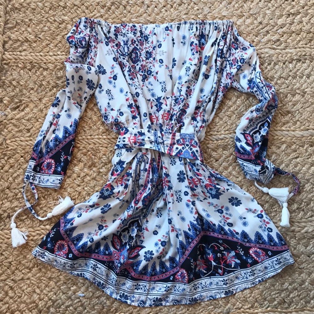 NWT - LF/Jaase Boho strapless dress with belt